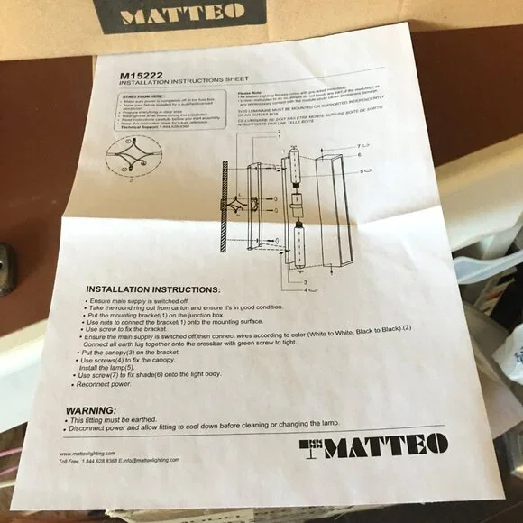 "Marco" Wall Sconce by MATTEO - BRAND NEW IN BOX! 𝟐 𝐚𝐯𝐚𝐢𝐥𝐚𝐛𝐥𝐞 - Picture 11 of 12